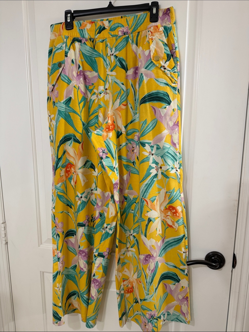 INC International Concepts Yellow Floral Wide-Leg Pants